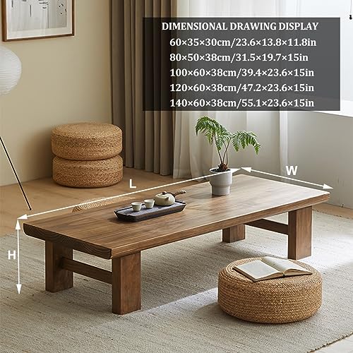 Meuble d'appoint assis sur le sol style japonais et table basse vintage rectangulaire - 2