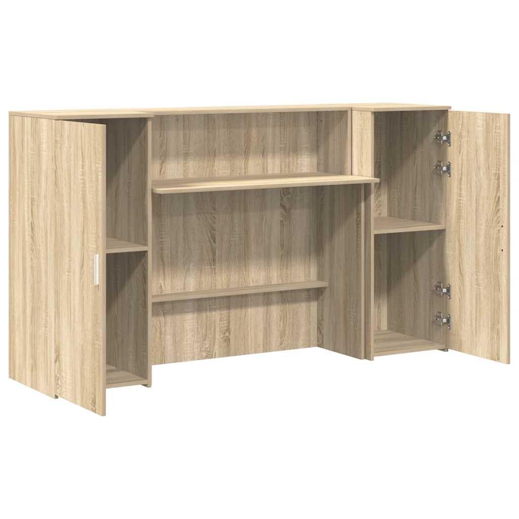 Empfangstheke Sonoma-Eiche 180x50x103,5 cm Holzwerkstoff Set | Dreiteiliger Counter mit viel Stauraum für Büro, Praxis und Salon. Robustes Material in Sonoma-Eichen-Optik.