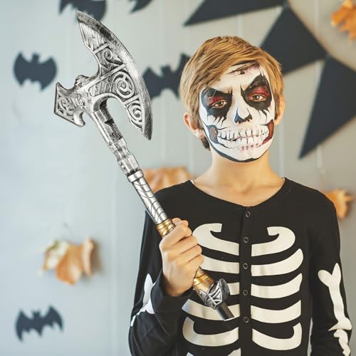 Viking Axe PU Foam Axe Toy Props, Plastic Battle Axe Costume Halloween Axe Cosplay Accessories Gold - Image 4