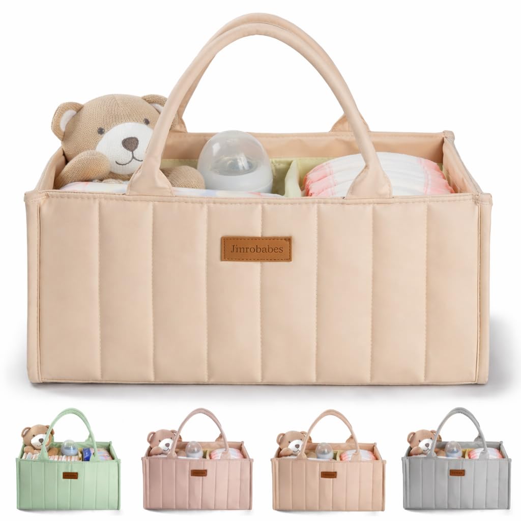 Jinrobabes Wickeltisch Organizer Wickelkorb für die Wickelstation, Baby Aufbewahrungskorb mit Herausnehmbaren Fächern, Windeltasche als Geschenk für Neugeborene & Babyparty