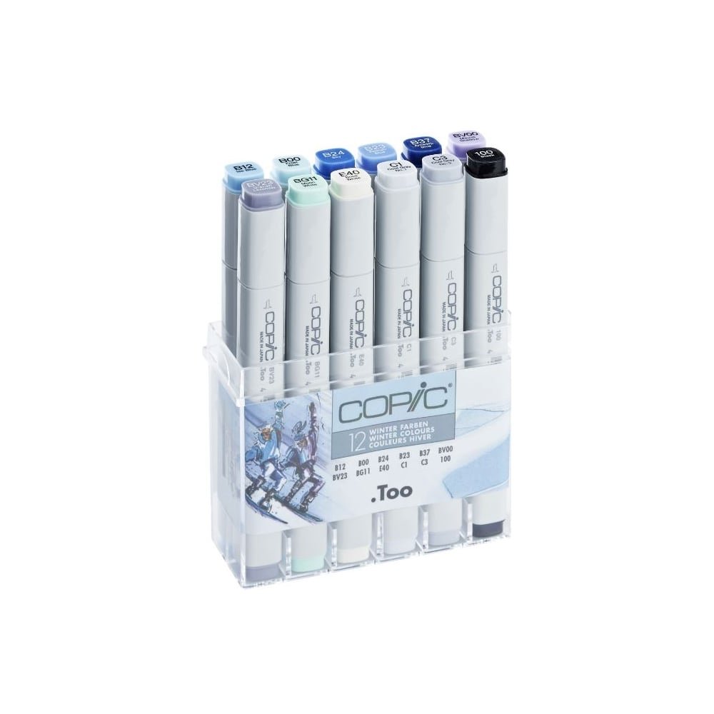 Copic Classic Coloured Marker Pen - Set of 12 Winter, For Art & Crafts, Colouring, Graphics, Highlighter, Design, Anime, Professional & Beginners, Art Supplies & Colouring Books