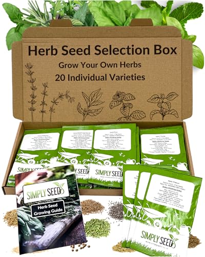 Herb Seed Selection Box - 20 Premium Quality Seed Varieties with High Germination Rate. Natural Sustainable & GMO Free. with Instruction Booklet Perfect for Beginners or Experts. Packed in The UK