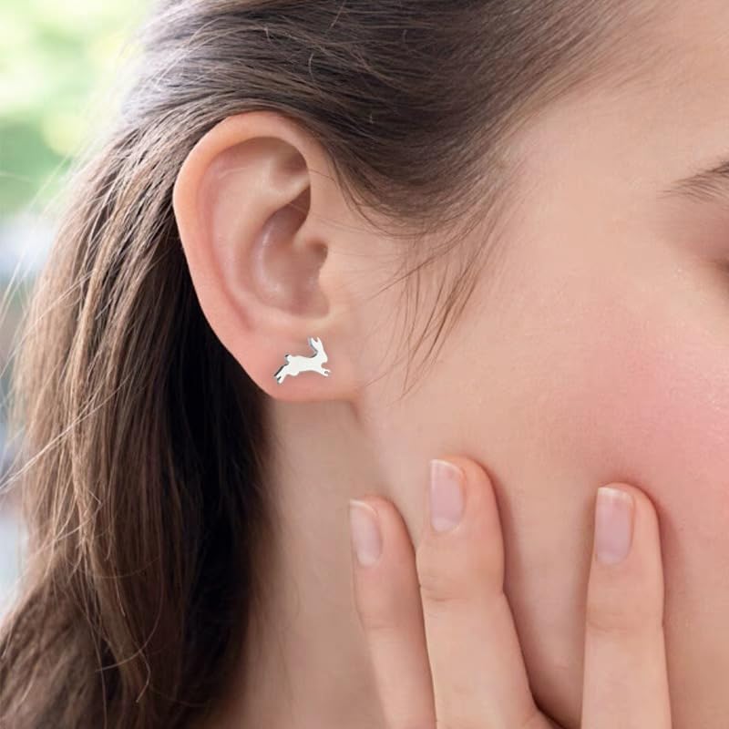 Funny Running Bunny Small Stud Cartilage Earrings for Women Stainless Steel Tiny Cute Simple Polished Rabbit Tragus Minimalist Earring Hypoallergenic Easter Holiday Jewelry for Animal Lovers - Image 5