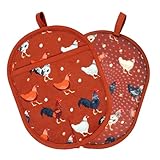 Pot Holders Set of 2 with Transparent Clear Silicone Shell and Nice Dog Flower Cotton Lining, Heat Resistant to 500 F Kitchen Oven Gloves Pot Holder for Cooking (Rooster, Potholders)
