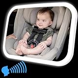Smart Baby Car Mirror with Lights, Voice Control...