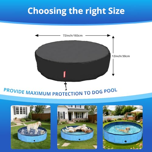 QH.HOME 500D Thickened 71-72 Inch Round Dog Pool Cover Waterproof Fabric by QH.HOME - Used condition - Image 2