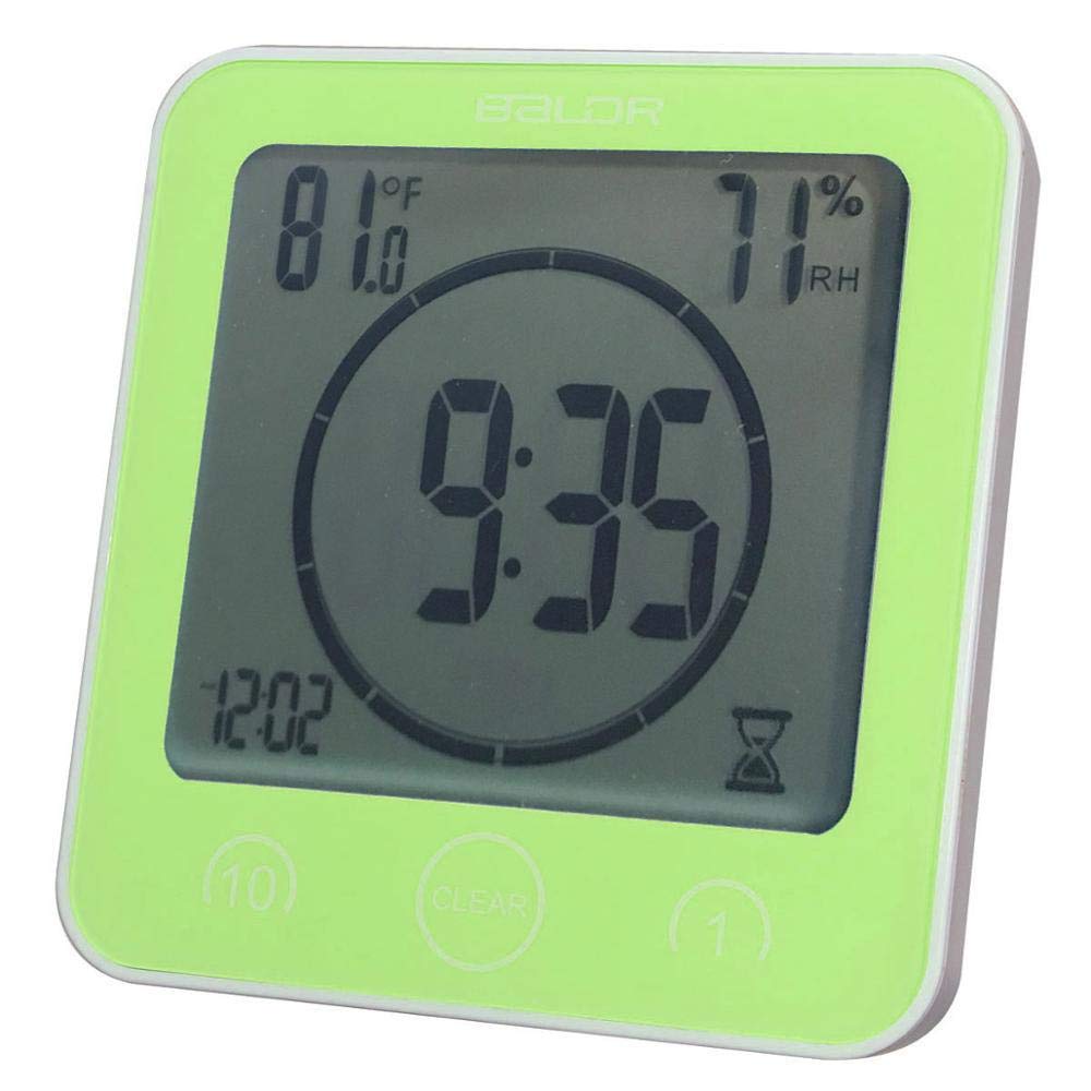 Reloj de pared para ducha digital LCD que soluciona los retrasos matutinos color verde