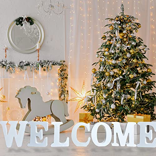 AOCEAN 6 Inch White Wood Letters - Unfinished Wood Letters for Wall Christmas Decor Standing Letters Slices Sign Board Decoration for Xmas Home Party Projects (A) - Thumbnail 4