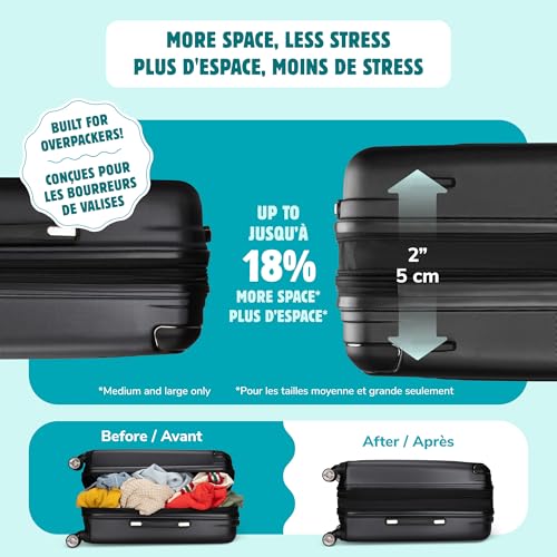 Atlantic Propeller Hardside Large Luggage – with 8 Spinner Wheels and Retractable Handle, Integrated TSA Lock, Expandable 2", Includes 1 Packing Cube – Black by Atlantic - Image 6