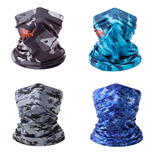 BASSDASH 4 Pack UPF 50+ UV Protection Neck Gaiter Sun Protector for Fishing Hunting Kayaking Hiking Cycling Outdoor