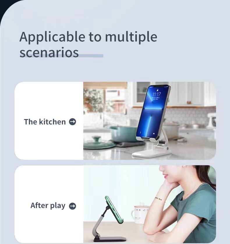 Miniatura 9 de Soporte de teléfono plegable para escritorio, soporte de teléfono celular ajustable en altura ajustable, soporte de escritorio portátil para
