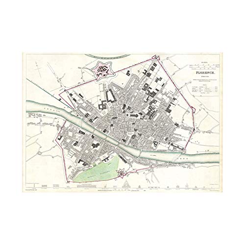 Wee Blue Coo Map Antique Clarke Florence City Plan Wall Art Print
