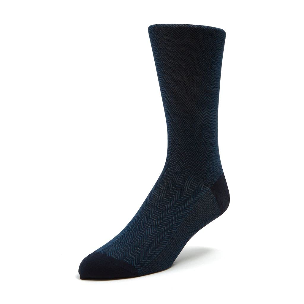 Bresciani Mid-Calf Chevron Egyptian Cotton Men's Italian Dress Socks