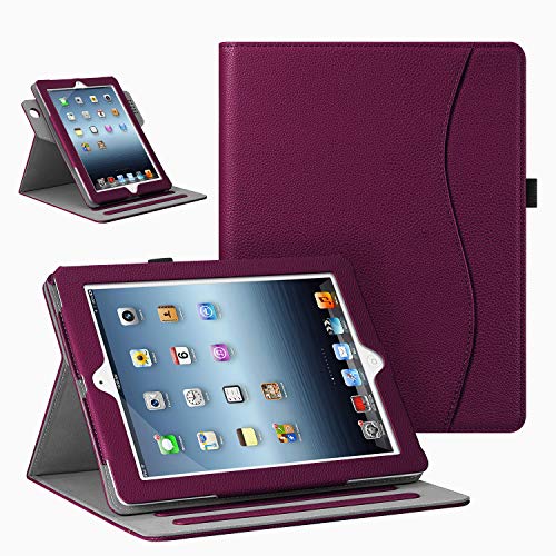 Fintie Case for iPad 4 3 2 (Old Model) - [Corner Protection] 360 Degree Rotating Multi-Angle Stand Cover w/Pocket, Auto Sleep Wake for iPad 2/3, iPad 4th Gen Retina Display 9.7 inch Tablet, Purple