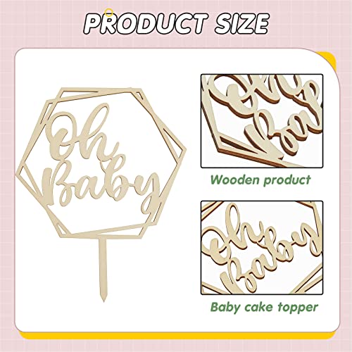 34 Pcs Wood Oh Baby Cake Topper Baby Shower Cake Topper Boho Baby Cake Decorations With Artificial Eucalyptus Leaves Vine For Baby Shower Gender Reveal Birthday Wedding Party Diy Decor #TOP2