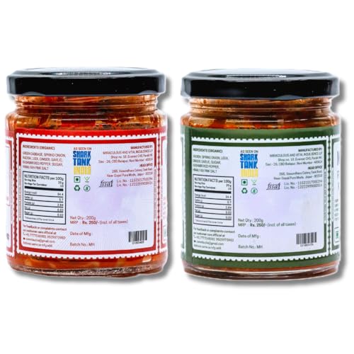 Image of MAVI's Kimchi | Vegan Kimchi & Radish Kimchi | Combo Pack of 2 | 200g Each | Korean Kimchi | 100% Natural & No Preservatives | Organic and Vegan | No Artificial Flavour or Colour | Probiotic Pickle