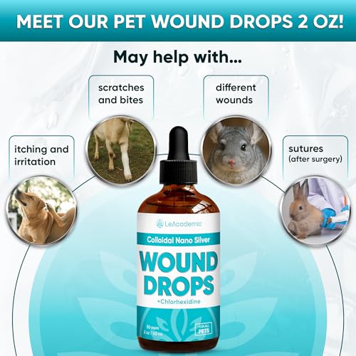 Hot Spot Treatment for Dogs is Better Used with a Dog Cone | Cat Wound Care with Silver + Chlorhexidine for Pets | Drops Help with Scratches, Bites, and Sutures After Surgery | 2 oz