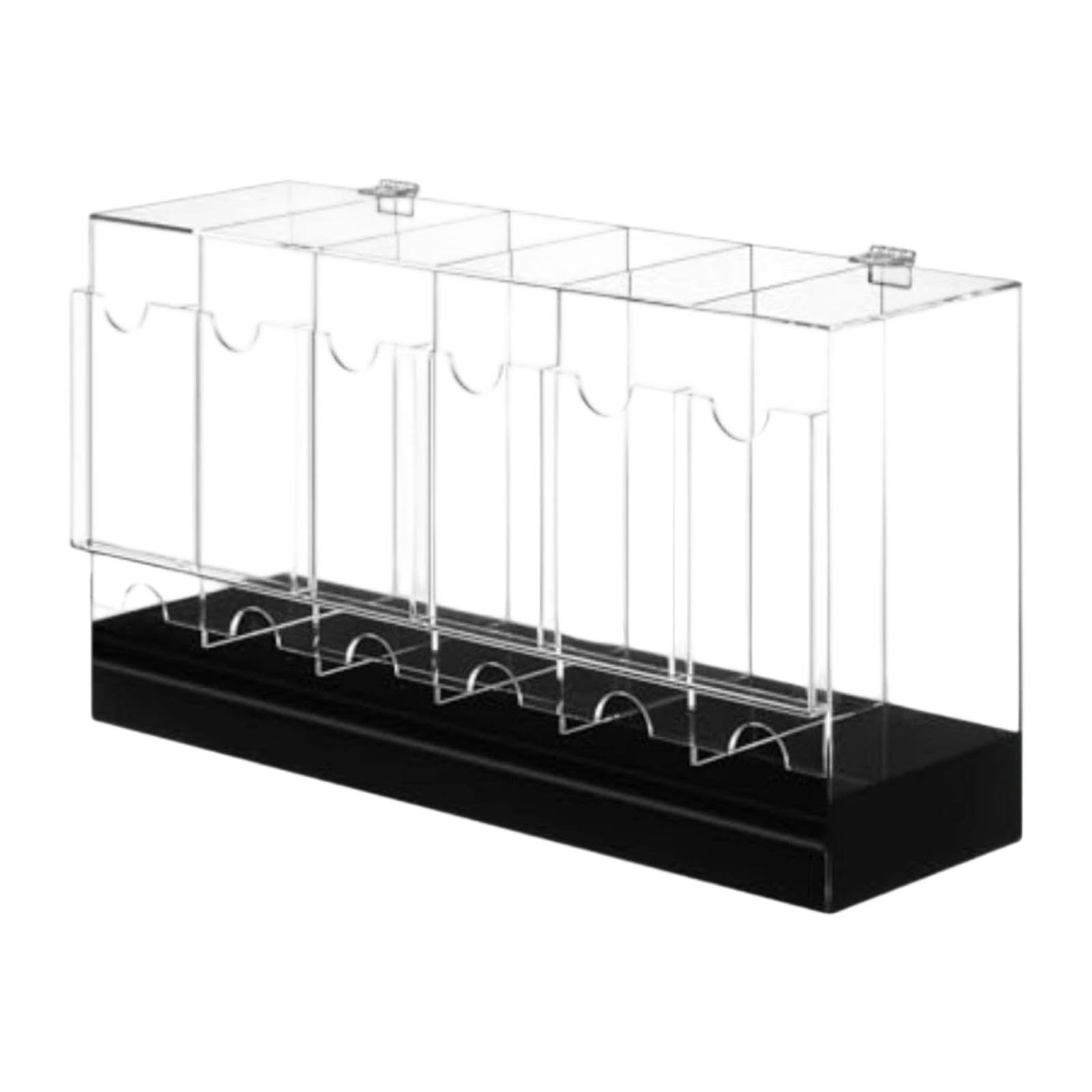 Distributeur de Packs de Cartes Organiseur Présentoir Boîte de Rangement Vitrine Acrylique Accès Facile Frontale pour Échange Rapide, Fond Noir, 6 Emplacements