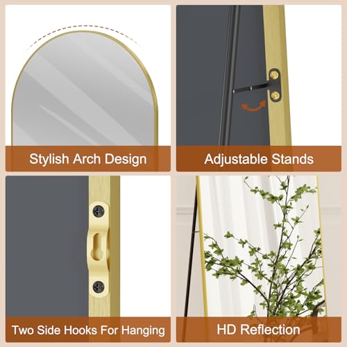 Full Length Mirror,58" x16,3 in 1Full Length Mirror can Wall Mounted,Standing or Leaning,Full Body Mirrors with Aluminum Alloy Frame,Home Decor Gold