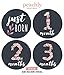 Peachly Floral Baby Monthly Milestone Stickers (Set of 20) - Birth to 12 Months + 7 Bonus Achievement Stickers