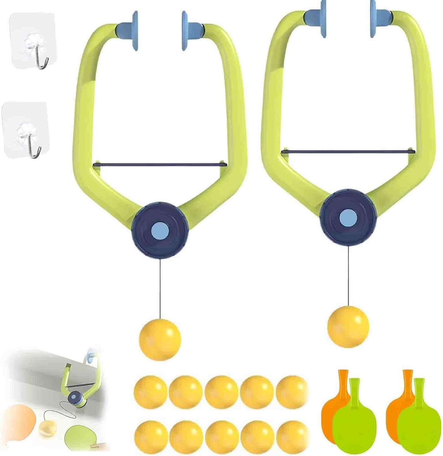 Door Ping Pong Game Over The Door – Adjustable Doorway Ping Pong Trainer for Indoor Hand-Eye Coordination, Hanging Table Tennis Set for Small-Space Home Practice