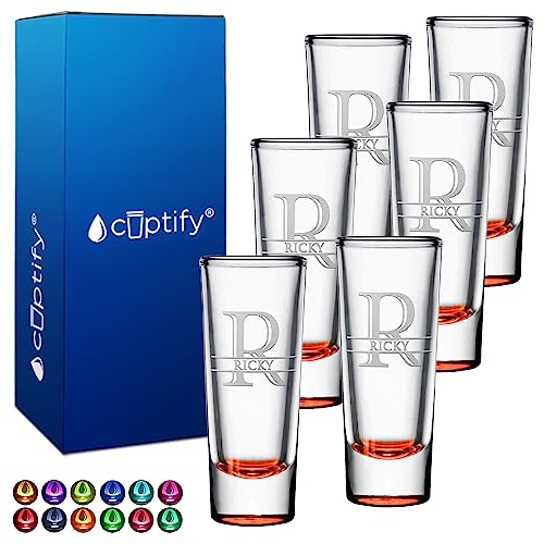 Personalized shot glasses set of 6 Orange Bottom