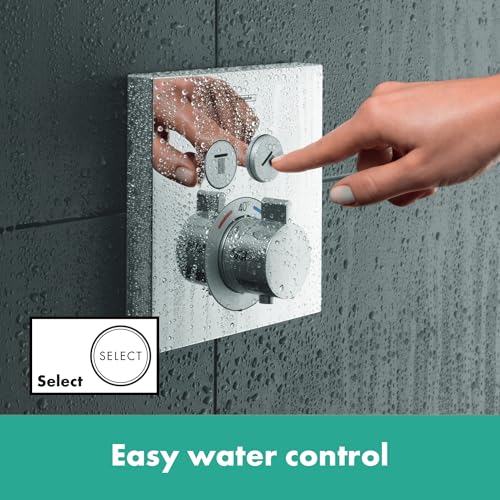 hansgrohe ShowerSelect - Thermostat Unterputz, Armatur mit Sicherheitssperre (SafetyStop) bei 40° C, eckiges Thermostat, Mischbatterie für 2 Verbraucher, Chrom, 15763000