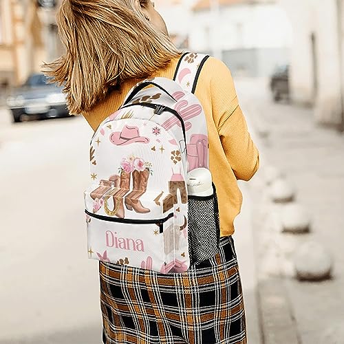 Floral Cowgirl Wild Hoots Hats Personalized School Backpack for Kid-Boy/Girl Primary Daypack Travel Bookbag4