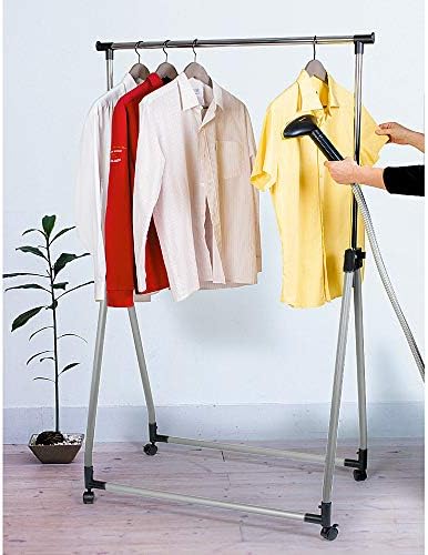 Tatkraft Halland Collapsible Clothes Rail, Foldable Clothes Rack on Wheels with Stoppers, Sturdy and Stable, Easy to Assemble, Compact Storage, Adjustable and Space-Saving