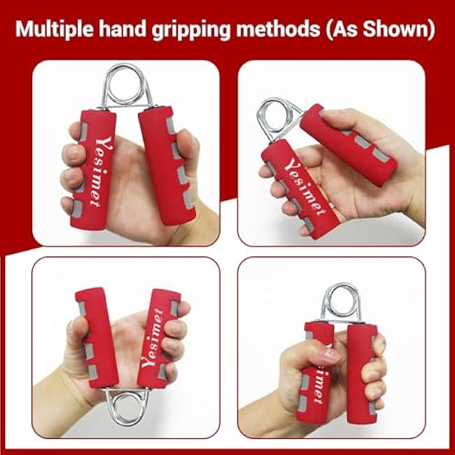 Hand Grip Strengthener Set,2 Pack Forearm exerciser, Finger Trainer,Hand Gripper- Soft Foam Hand Exerciser for Quickly Increasing Wrist Forearm and Finger Strength (Red)