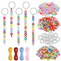 Keyring Making Kit, DIY Alphabet Heart Bead Keychain Craft Set, Creative Activity for Kids and Adults, Includes All Necessary Components for Personalised Gifts, Ideal for Family Bonding