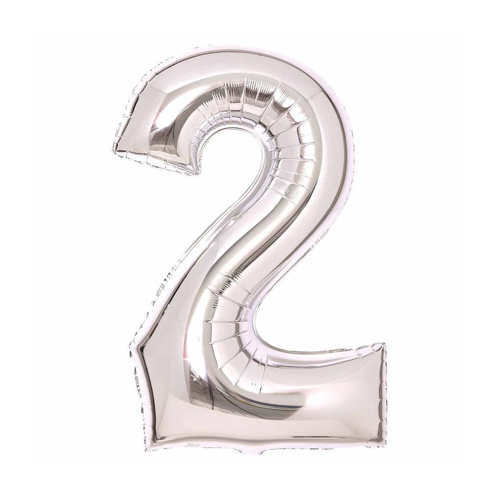 Amscan 9913065 - Silver Number 2 Large Foil Balloon - 25" x 35"