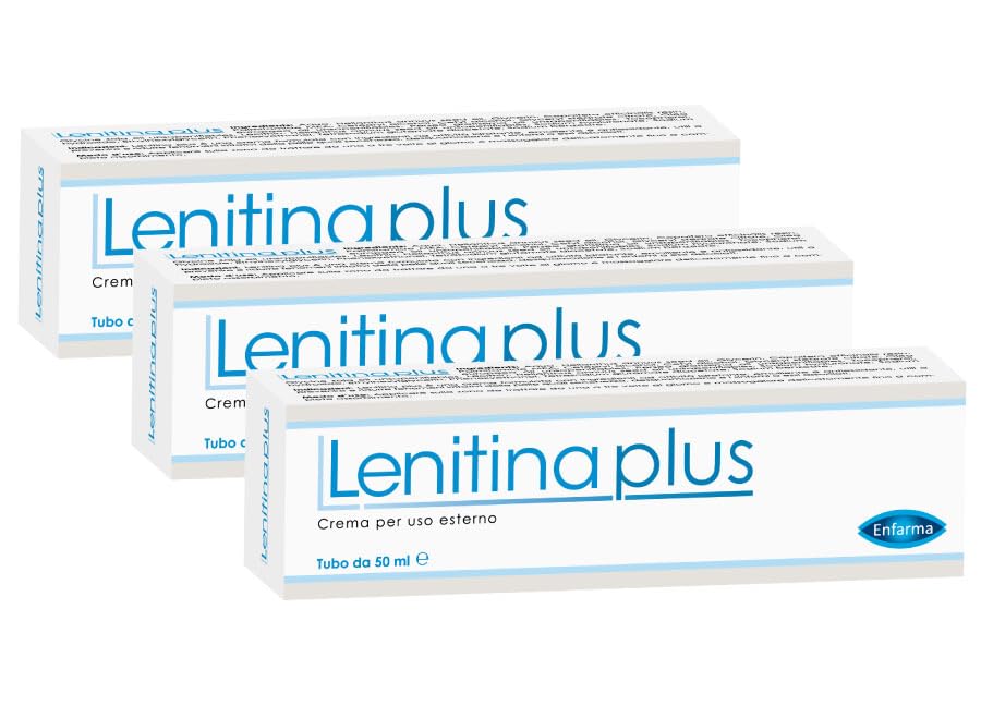 Lenitina Plus crema emolliente, idratante e antiossidante a base di Acido ialuronico, Beta-Cariofillene, Palmitoiletanolamide, Vitamina E, Fitosteroli 150 ml (3 astucci da 50 ml)