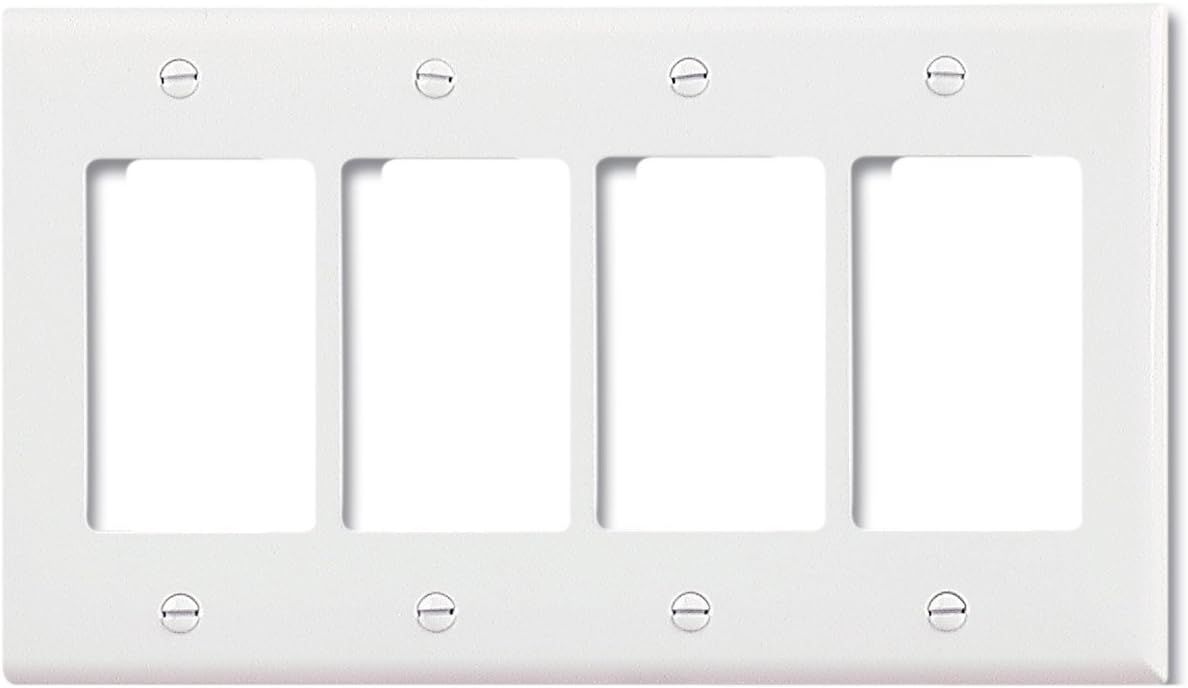 Eaton PJ264W Mid-Size Polycarbonate 4-Gang Decorator GFCI Wallplate, White