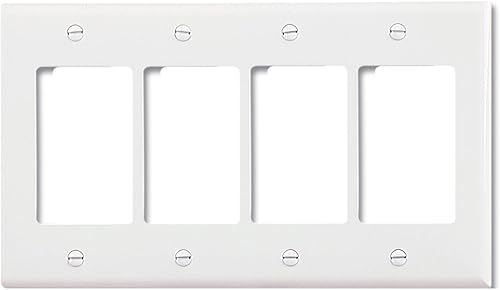 Eaton PJ264W Mid-Size Polycarbonate 4-Gang Decorator GFCI Wallplate, White