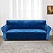 Deconovo Funda para Sofa 4 Plazas Elástica, Antideslizante, Cubierta del Mueble, Suave de Teriopelo, Azul
