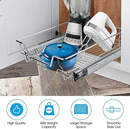 Kinofu Chrome Pull Out Wire Basket Kitchen Cabinet Larder Cupboard Soft Close For 600Mm Household #TOP2