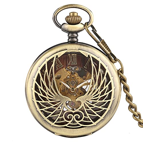 Montre de poche Montres de poche Vintage Steampunk Noir / Bronze creux Phoenix Sculpture Mécanique Poche mécanique Montre Roman Numéraux Afficher Pin Chaîne Pin Retro Clock Collectionnbles montre de p Cover