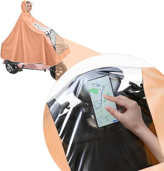 Cape Pluie Moto Électrique Oxford Visière PU8000mm Réfléchissante | Tissu Oxford imperméable PU8000mm, visière amovible, bandes réfléchissantes, résistant au vent unisexe moto fauteuil roulant