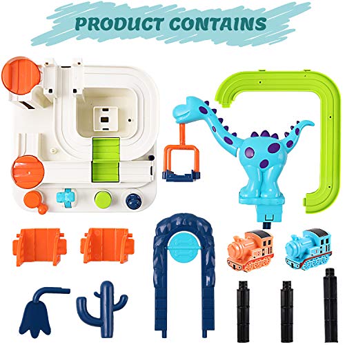 Iplay, Ilearn Kids Train Race Track Play Set, Toddler Dinosaur Ramp Vehicle Toys, Car Adventure Indoor Game, Educational Learning Birthday Gift For Age 3 4 5 6 7 Year Old Boys Girls Children Preschool #TOP6