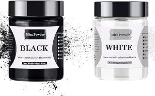[60g White + 40g Black] Mica Powder - 100g Mica Powder for Epoxy Resin - Pigment Powder Dye for Resin/Eye Shadow/Soap Making/Nails/Bath Bombs etc.