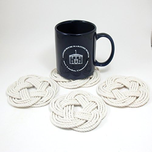Miniatura 5 de Nautical Sailor Knot Coasters in Natural White Cotton Set of 4