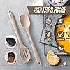 HOTEC Heat Resistant Silicone Cooking Spoon Spatula, Large Kitchen Solid and Slotted Spoons for Mixing, Serving, Scraping, Non-stick, Dishwasher Safe Khaki 12.5inch #2