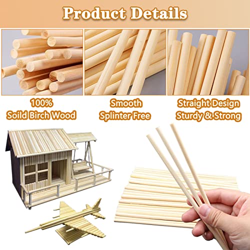 Wooden Dowel Rods, Unfinished Natural Wood Sticks 1/8 X 6 Inch Craft Dowel Rods For Crafts And Diyers 100Pcs Hardwood Sticks Dowling Rods #TOP2