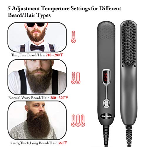 Beard Straightener for Men, Beard Straightening Quick Heated Comb Brush Mini Sized/Auto Shut Off/Anti Scald for Traveling, Home, Dating, Meeting, Camping etc