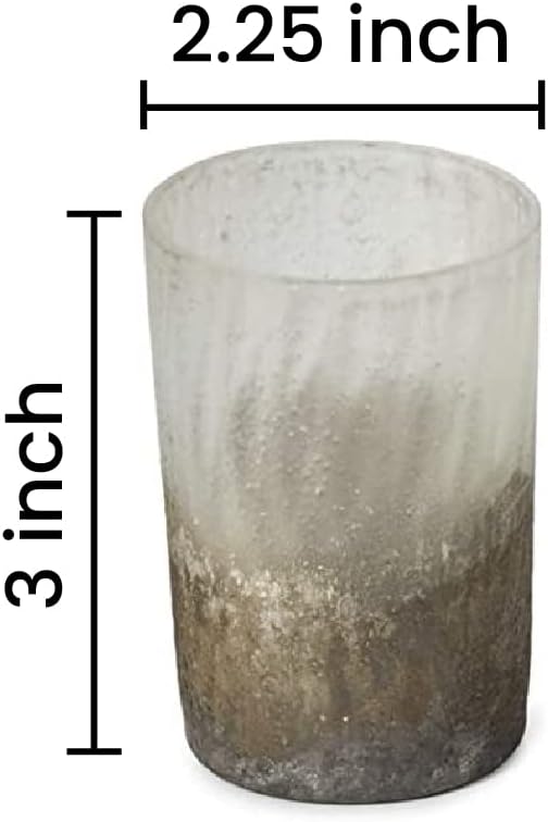 Serene Spaces Living Set of 6 Ombre Frost Gold Glitter Votive Candle Holders, Ideal for Weddings Parties Events Spa Fall Table Decorations, 3" Tall and 2.25" Diameter