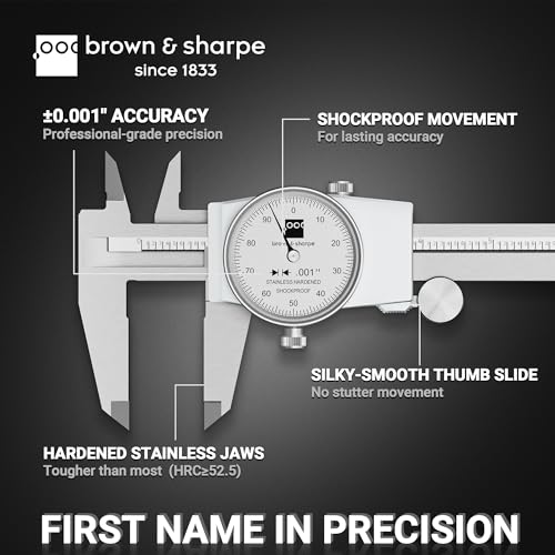 Pinza de esfera de precisión 0-8 pulgadas Brown & Sharpe para lecturas claras con cara blanca 2