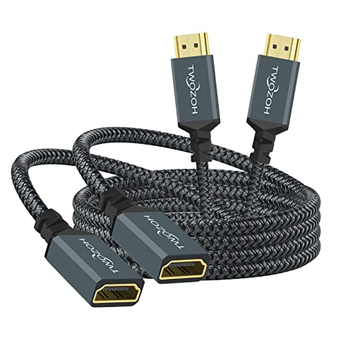 Twozoh HDMI Extension Cable 1.6FT 2 Pack, 4K HDMI Extender Male to Female Cord, Nylon Braided HDMI 2.0 Cable Adapter Support 4K@60Hz 3D HDR by Twozoh - Used condition - US$10.43