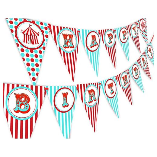circus carnival happy birthday banner pennant