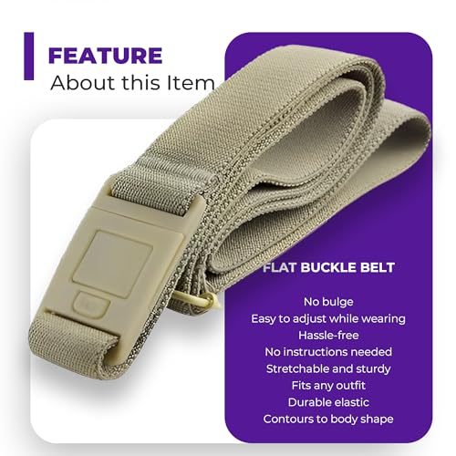 Image of Womens Belts for Jeans, Invisible Flat Buckle Belt, Adjustable Stretch Fit | Adjustable Invisible Belt with Flat Buckle, No Bulge, Comfortable All Day Fit for Jeans, Pants and Dress